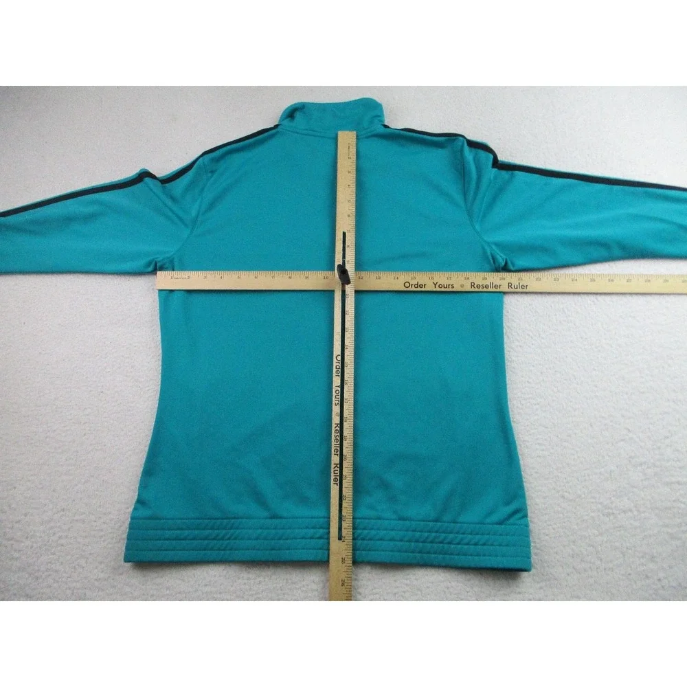 Adidas Track Jacket Mens Large Teal Full Zip 3-Stripes Performance Mock‎ Neck